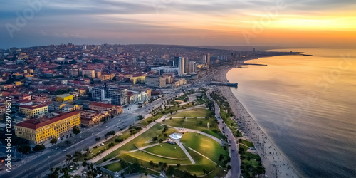 Coastal Cityscape at Sunset...