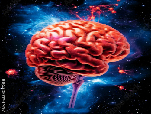 Red Anatomical Brain Floats...