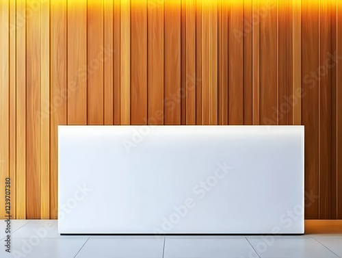 White Reception Desk Agains...