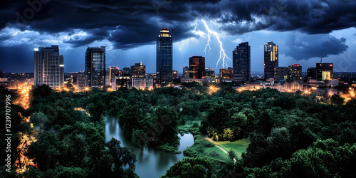 Cityscape Illuminated by Li...