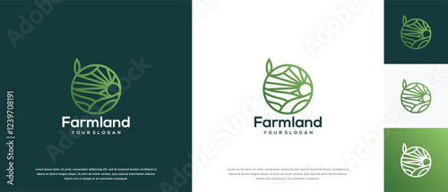 Farmland logo design. Farmland landscape logo template. Farm logo symbol icon
