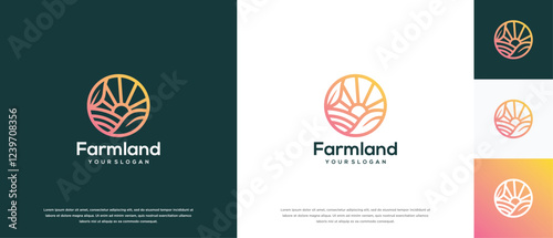 Farmland logo design. Farmland landscape logo template. Farm logo symbol icon