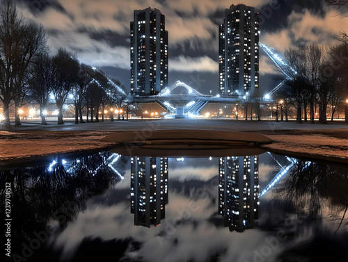 Illuminated Towers Reflect ...