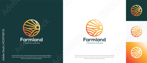 Farmland logo design. Farmland landscape logo template. Farm logo symbol icon