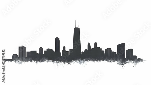 Dark Gray Cityscape Silhoue...