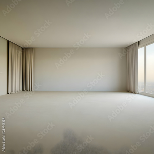 Empty Room Interior with Cu...