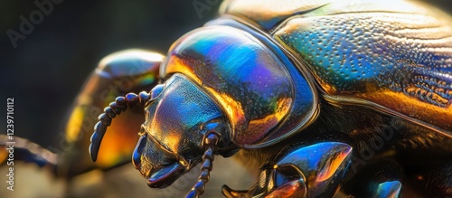 Close-up of iridescent Scarab Beetle, Macro Photography, Nature photo