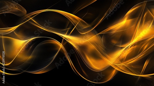 Abstract Golden Waves Flowing on a Dark Background for Graphic Design