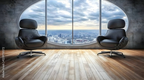 Two Black Leather Chairs Fa...