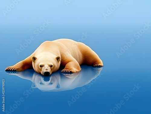 Polar Bear Lies on Ice with...
