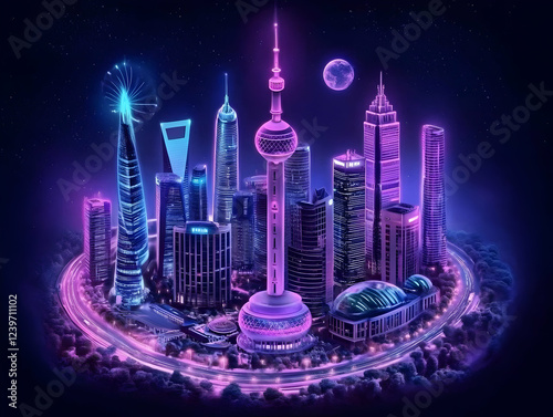 Neon Cityscape Illuminates ...