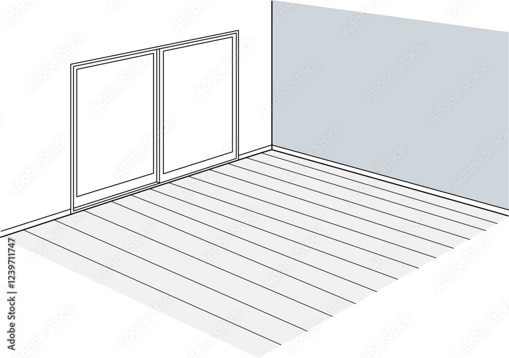 Fototapeta premium 上から見た何もない部屋のベクターイラスト
