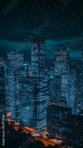 Illuminated Skyscrapers Pie...