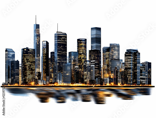 Cityscape at Night Reflects...