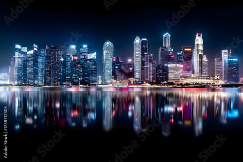 Cityscape at Night Reflects...