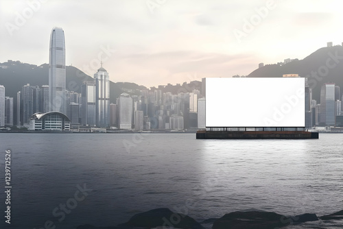 Blank Billboard on Water wi...