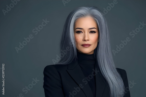 Confident Woman with Silver...