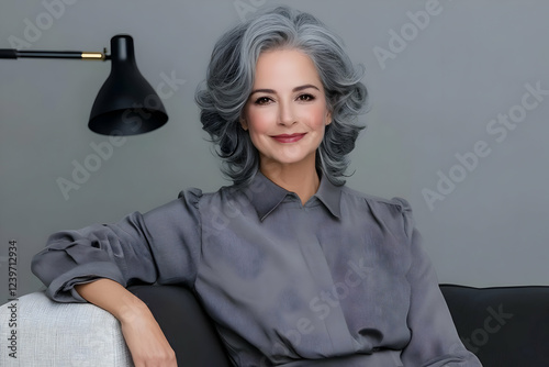 Elegant Mature Woman Sits G...