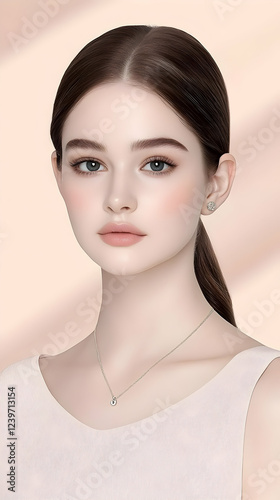 Young Woman Wears Delicate ...