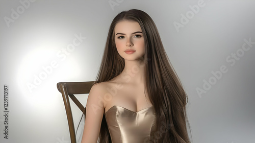 Beautiful Woman with Long B...
