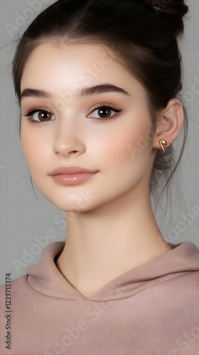 Young Woman Poses Serenely ...