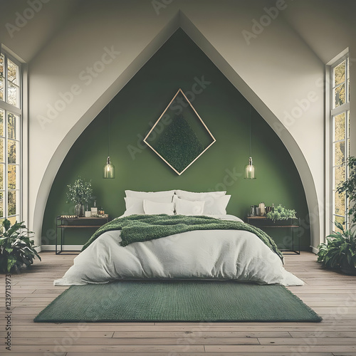 Modern Green Bedroom Interi...