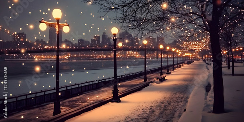 Snowy Riverside Walk Illumi...