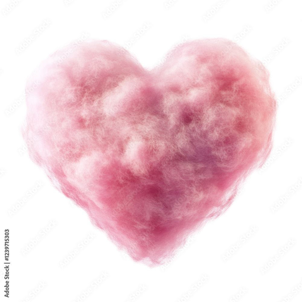Fototapeta premium Heart shaped cotton candy floating against a transparent background captures the whimsy of sweet treats enjoyed at fairs or festivals