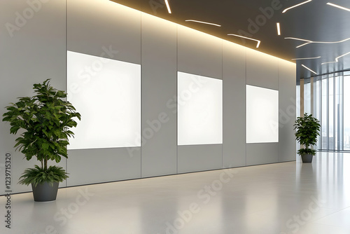 Three Blank Posters on a Gr...