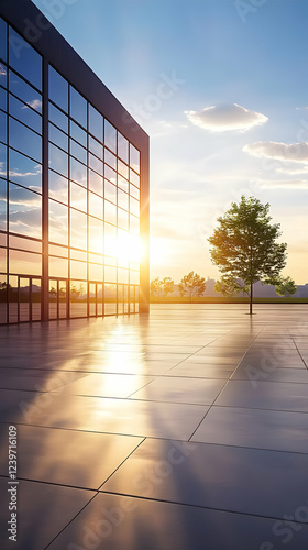 Modern glass building refle...