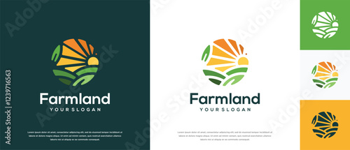 Farmland logo design. Farmland landscape logo template. Farm logo symbol icon