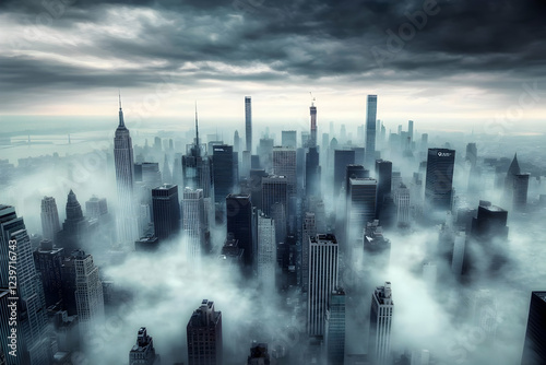 Cityscape Pierces Through a...