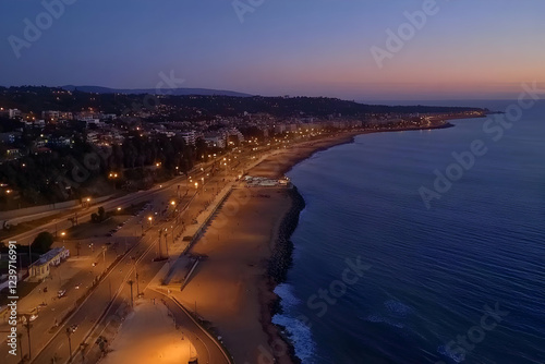 Coastal Cityscape Illuminat...
