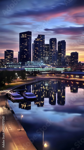 Cityscape reflects in tranq...