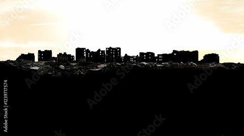 Silhouette of destroyed cit...