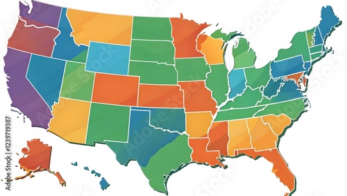 United States Map Color-Coded Regions