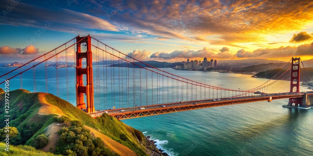 Fototapeta premium Golden Gate Bridge, An Iconic Landmark in San Francisco
