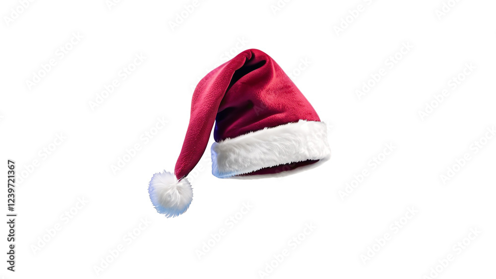 Red Santa Hat Isolated on Black Background Christmas Decoration Red Santa Hat Isolated on Black Background Christmas Decoration