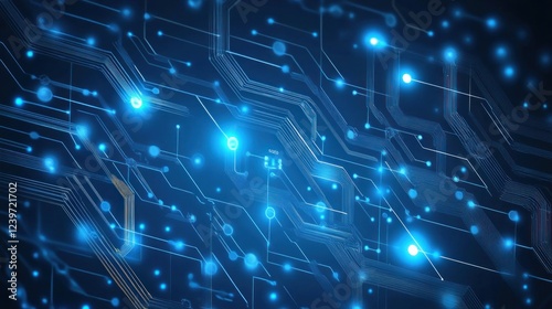 Abstract Technology Circuit Board Glowing Network Connectivity Concept