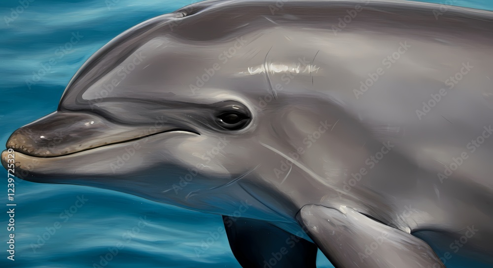 Fototapeta premium Adorable Dolphin Portrait in Ocean Water