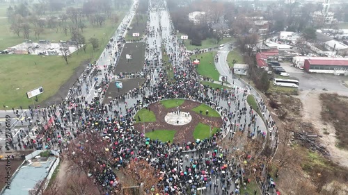 Belgrade, Serbia, 17. January 2025. People marching together during a protest against enormous corruption in Serbia.
