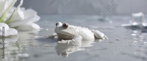 Faux pas dans l'eau avec un grenouille blanche au-dessus d'un panneau blanc,  grenouille,  eau,  nature photo