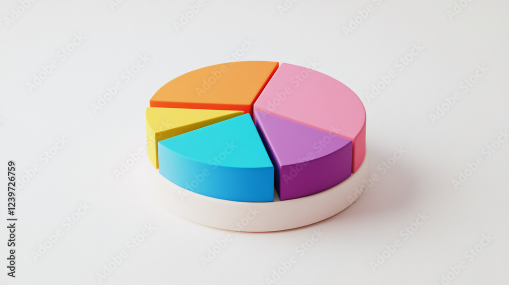 Fototapeta premium colorful pie chart on white background - 3d rendering minimalist business concept with pastel colors