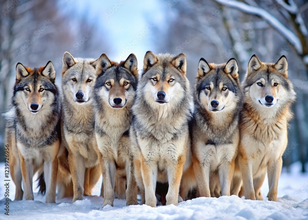 Gray Wolves Prepare for the Hunt in Snowy Wilderness Gray Wolves Prepare for the Hunt in Snowy Wilderness