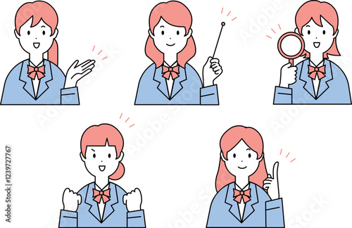 シンプルで使いやすい女子学生のイラスト素材