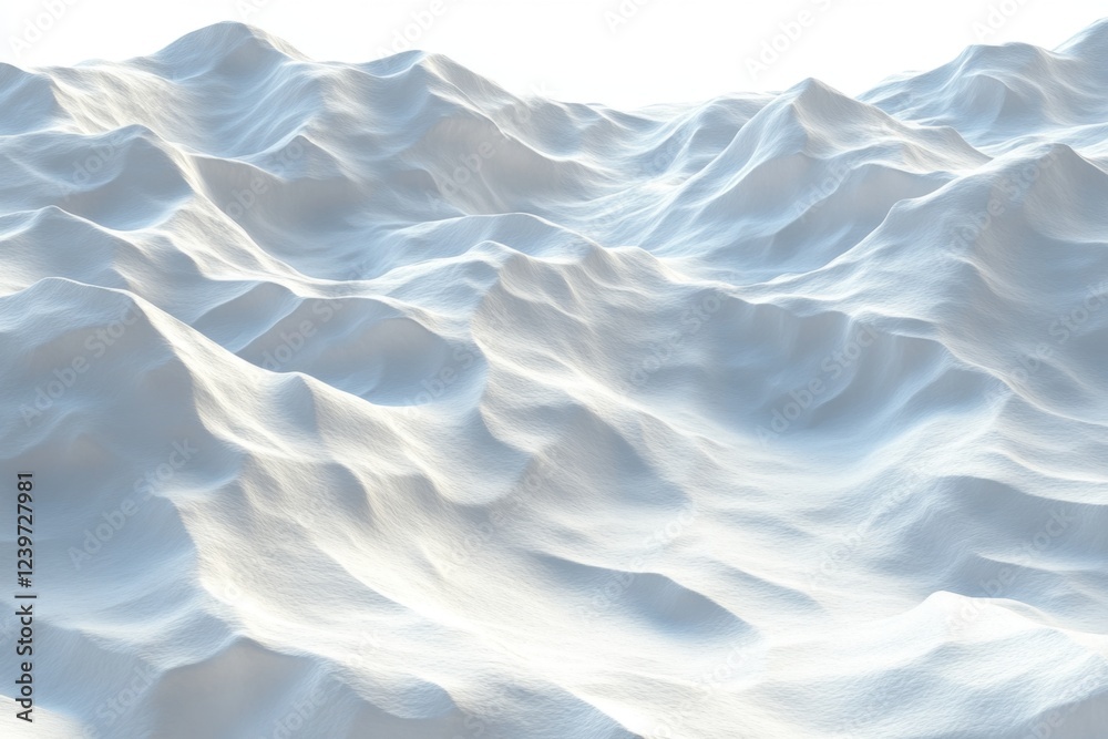 Obraz premium Serene Snowscape Undulating White Hills, 3D Render