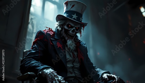Bloody Uncle Sam Zombie Halloween Digital Art