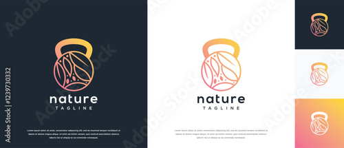 Fitness nutrition logo design . Nature gym fitness logo template . Fitness logo symbol icon