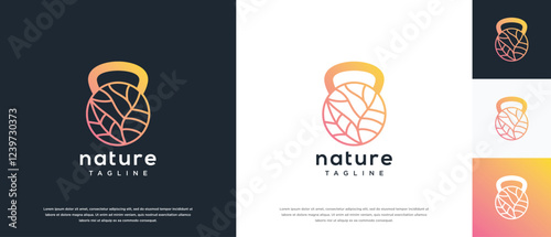 Fitness nutrition logo design . Nature gym fitness logo template . Fitness logo symbol icon