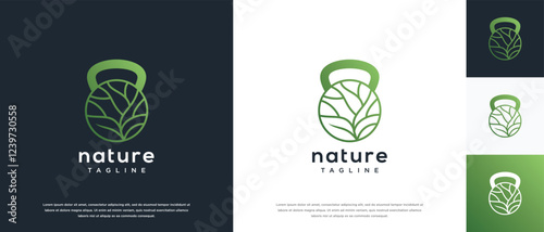Fitness nutrition logo design . Nature gym fitness logo template . Fitness logo symbol icon
